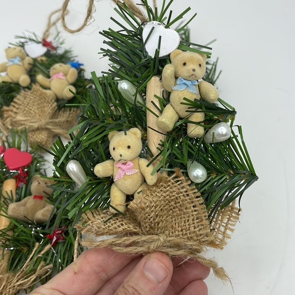 Vintage Handmade  Miniature Teddie Bears Christmas Ornaments - Lot of 6 - Picture 14 of 16
